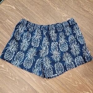 Lauren James Navy blue Pineapple Print Shorts Size Large NWOT